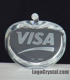 80 mm de cristal de papel de manzana peso con VISA Logo láser grabado