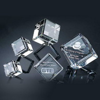 3 inches beveled crystal cube with 3d laser engraving