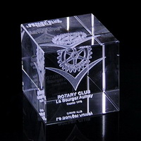 cube crystal paperweight company logo engraved inside