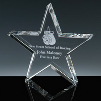 star crystal award with company logo engraved