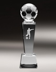 3d jugador de fútbol láser grabado al agua fuerte trofeo de cristal