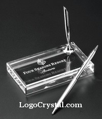 120mm x 60mm x 20mm titular de la pluma de cristal corporativo con láser personalizado grabado