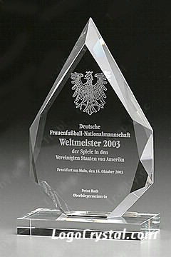 20cm (8 pulgadas) Placa de cristal de reconocimiento de forma pico con grabado personalizado, disponible para una variedad de tamaños. 