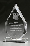 3d laser engraved crystal plaques peak shape