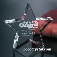 Estrella de cinco puntas de cristal corporativo Premio con logotipo láser personalizado Grabado
