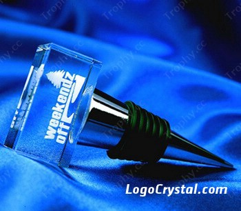 LASER ETCHED CRYSTAL WINE STOPPER RECTANGULAR SHAPE