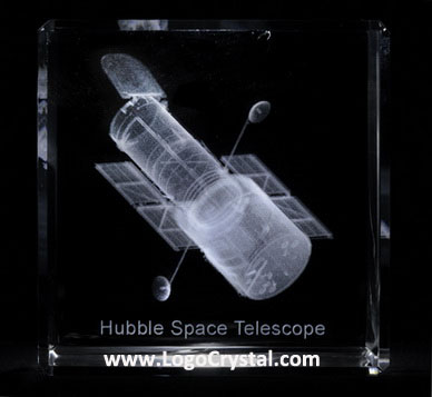3D Laser engraved Hubble Space Telescope Crystal Glass cube (80mm), a beautiful NASA souvenir, and we can make custom souvenir also.