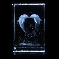 Dolphin 3d laser crystal glass block 