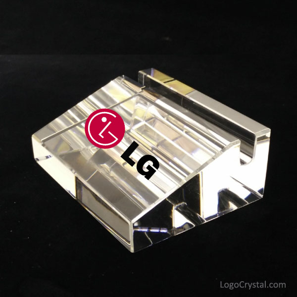 Crystal Business Name Card Holder With LG Logo Printed, 3D Laser Etched Crystal Name Card Holder, Custom Laser Engraved Card Holder, Personalized Name Card Stand.