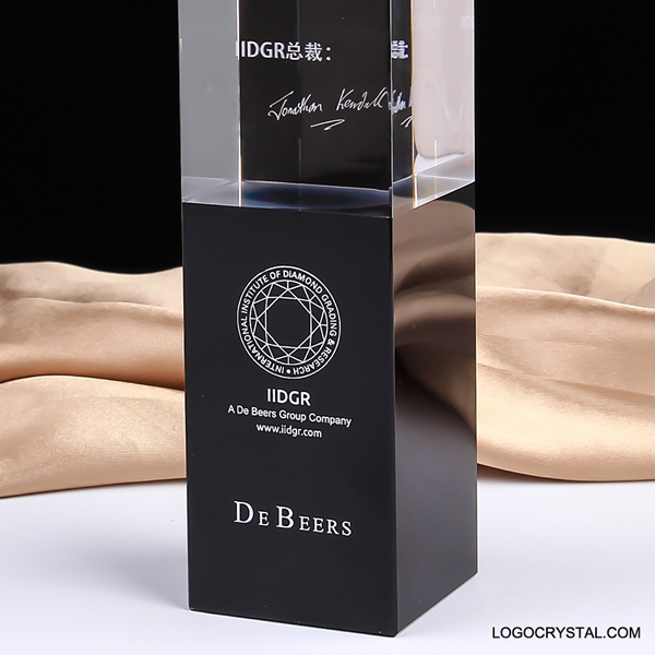 Terrestrial Globe Laser Etched Black Crystal Award Trophy