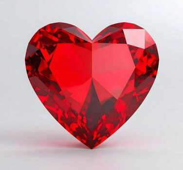 Custom 3D laser engraved red heart crystal diamond for luxury jewelry branding