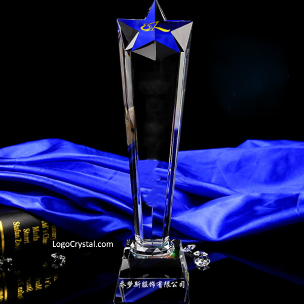 Premios del trofeo de la estrella de cristal grabado con láser 3D