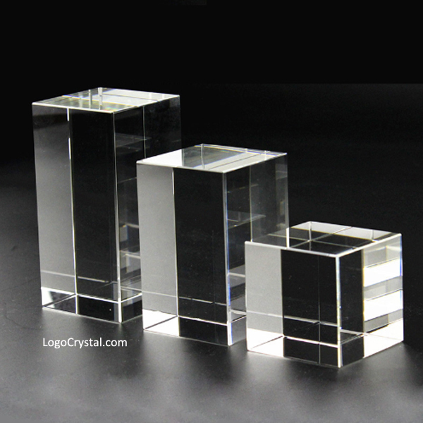 Rectángulo Bloque de cristal óptico disponible para láser 3D / 2D personalizado.