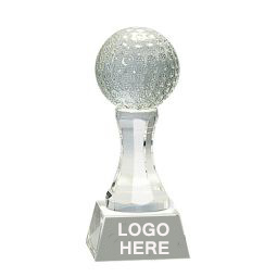 crystal glass golf award with 3d laser ecthed golfer