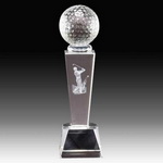 crystal globe award with golfer 3d laser engraving