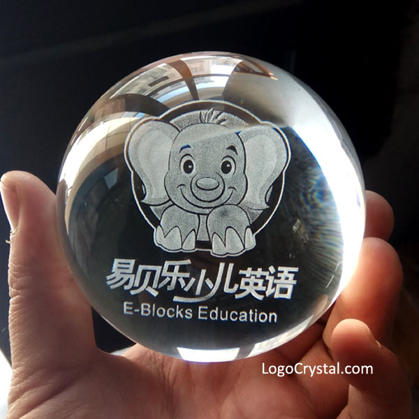 60mm 3D Laser Engraved Optic Crystal Sphere With Personalized Logo Laser Etched Inside, Custom Design Is Available.