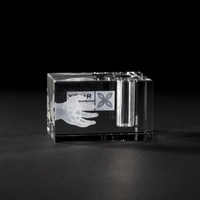 logo etched crystal pen holder 50x50x80mm